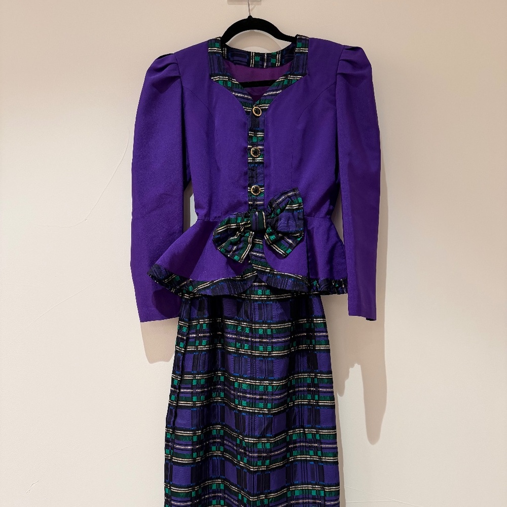 Purple & Green Taffeta Formal Dress